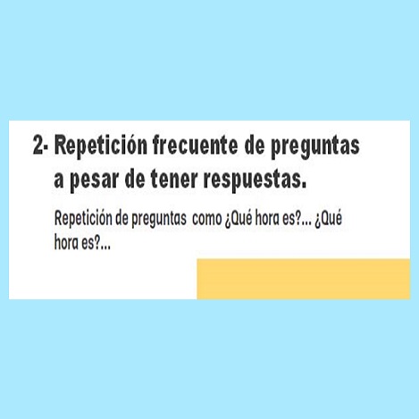 Repetición de preguntas como ¿Qué hora es? ... ¿Qué hora es? 