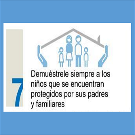 Demuéstrele siempre a los niños que se encuentran protegidos por sus padres y familiares. 
